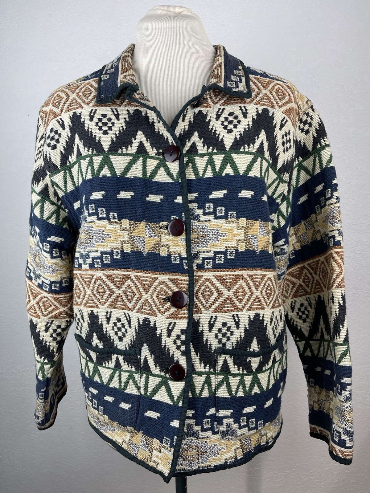 Jane Ashley Jacket Tapestry Medium Multi Color Un… - image 1