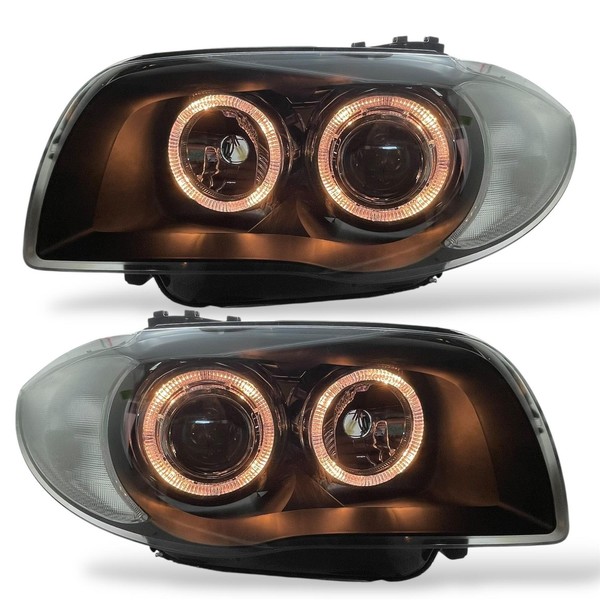 Angel Eyes Scheinwerfer Schwarz FüR BMW 1Er E81 E87 E82 E88 Rhd/Lhd Front-image