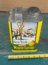 Vintage Old Half Gallon New York Pure Maple Syrup tin can nice condition