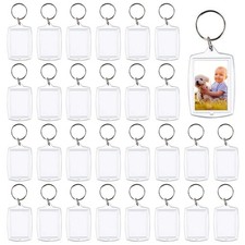 30PCS Photo Insert Keychains Acrylic Clear Keyrings Personalised Custom Frame