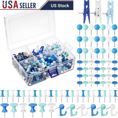 Comprehensive 600 Push Pin Assortment Office Wall Hanging Clips Tacks Hooks New