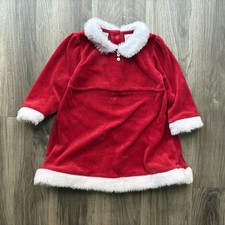 Baby 90  s VTG Santa Christmas Girls Velvet Dress 24 Months Red Velvet Holiday