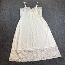 Vintage Lace Trim Pembrooke 36R 1960/70's Mid Century Slip Coquette White Nylon