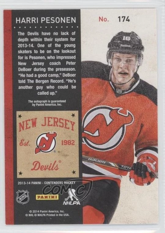 2013-14 Panini Playoff Contenders Ticket Harri Pesonen #174 Rookie Auto RC - Image 2 of 2