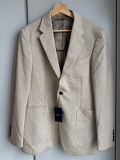 Hackett London, Knit Blazer, beige / taupe, Gr.40R, neu, Fischgrätmuster