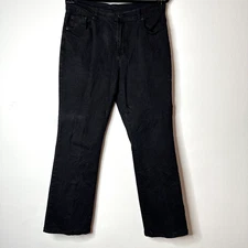 DG2 Diane Gilman Solid Black Mid-Rise Denim Jeans Stretch Straight Leg 10