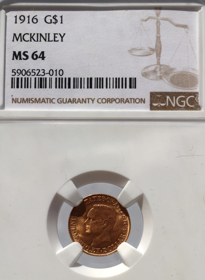 LA Purchase McKinley Commemorative Gold 1916 G$1 Dollar NGC MS 64 - Image 3 of 4