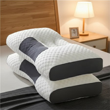 2PCS Ergonomic Orthopedic Neck Pillow Massage Contour Support Cervical Pillow US