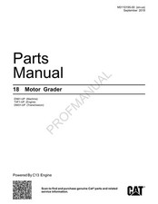 Caterpillar Cat 18 Motor Grader Parts Catalog Manual M0110195