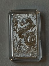 Australia Charles III 2024 - 1 oz .9999 Fine Year of the Dragon Silver Bar 