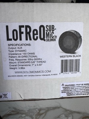 Solomon LoFReQ Sub-Mic Western Black Dynamic Microphone XLR Bidirectional