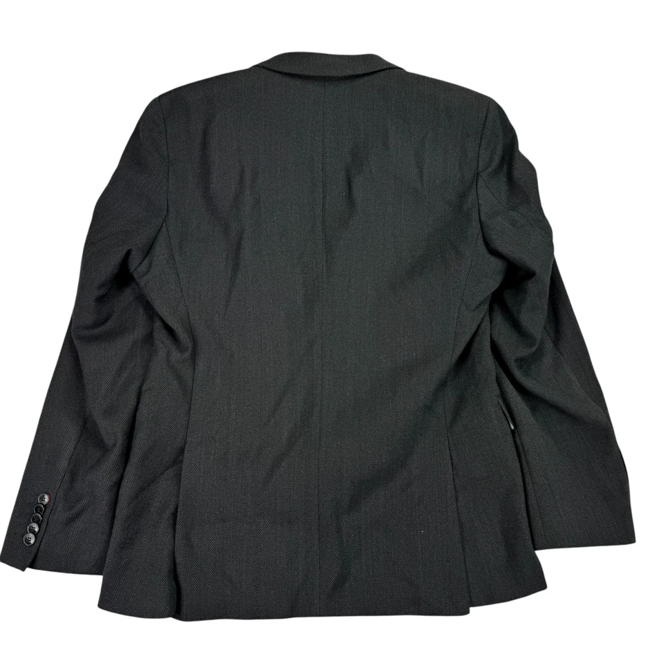 Hugo Boss Mens Modern Fit Wool Blend Herringbone Suit Jacket Charcoal Gray 38R - Image 4 of 4