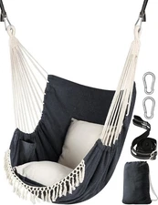 Versatile Cotton Hammock Chair with Cushions - Perfect for Every Room and Garden