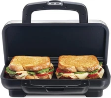 Deluxe Hot Sandwich Maker with Durable Nonstick Ceramic Plates, Stainless Steel