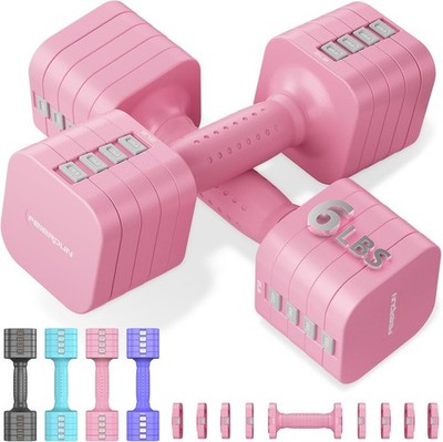 FEIERDUN 5-In-1 Adjustable Dumbbell Set of 2, 12LBS/20LBS Hand Weights for Women