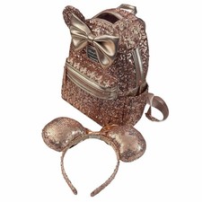Loungefly Disney Parks Minnie Mouse Rose Gold...
