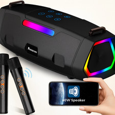 Karaoke Machine   60W Powerful Speaker with 2 Wireless Microphones