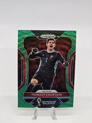 2022 Panini Prizm World Cup Thibaut Courtois Green Wave #21