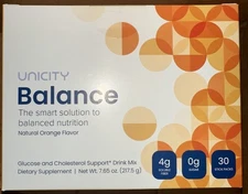 UNICITY Balance Cholesterol Support Drink Mix 30 Stick Pack (ORANGE) Exp 04/2027