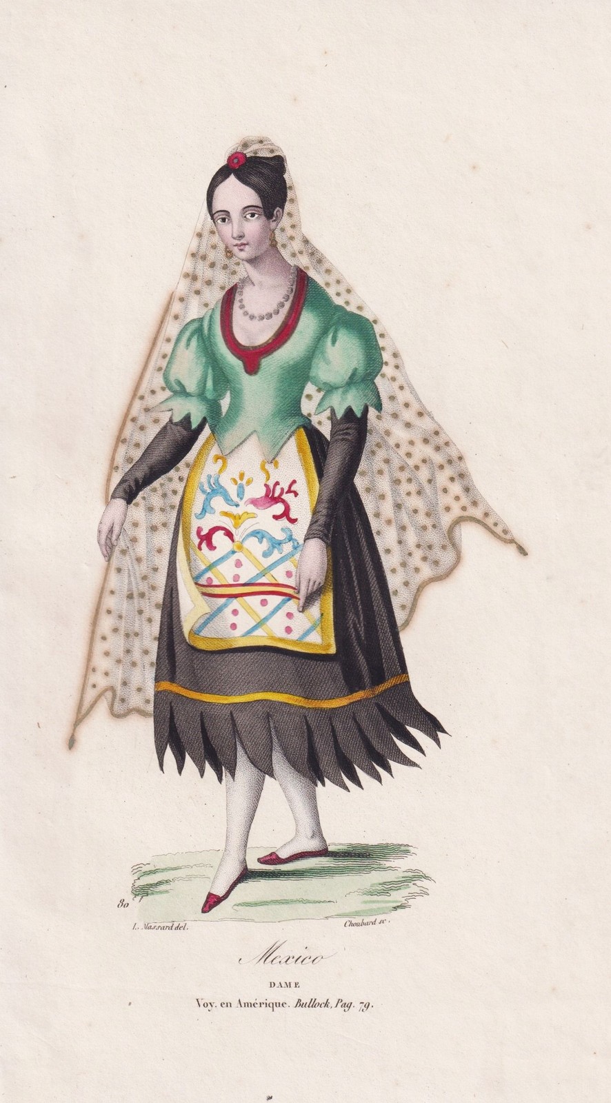 México Traje De Mujer Mexicana Grabado En Cobre 1835