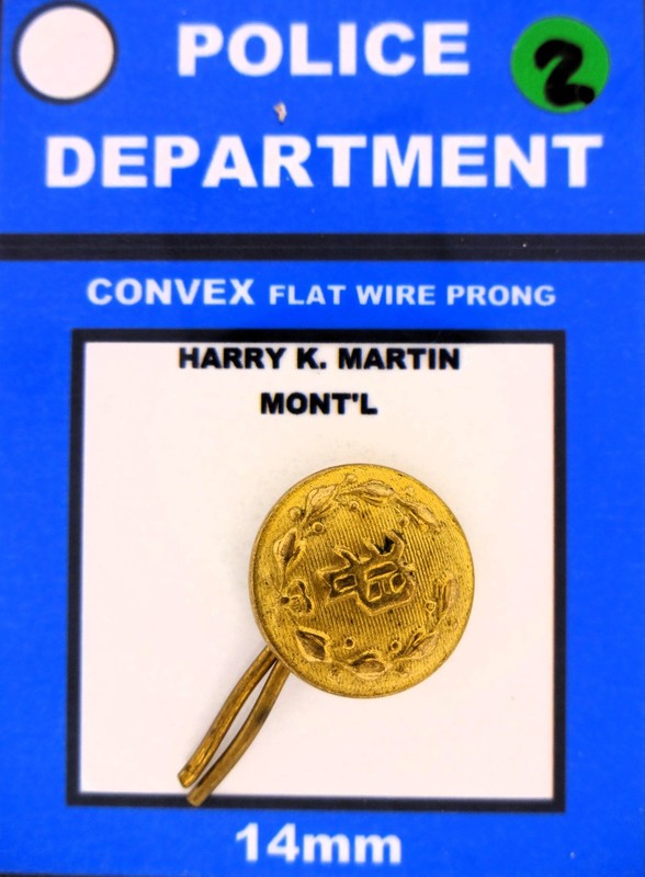 POLICE DEPARTMENT UNIFORM BUTTON HARRY K. MARTIN MONTREAL 14mm