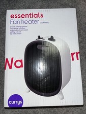 Currys Essentials Fan Heater 2000w Black & White 2 Heat Settings C20FHW20 28cm