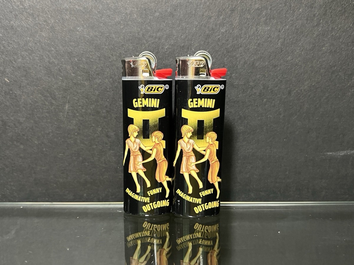 New! 2 Bic Special Edition Gemini Zodiac Sign Lighters + 1 Mystery
