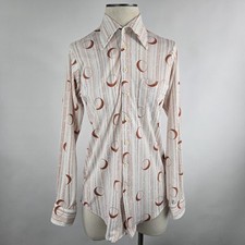 Vintage 60s 70s Dress Sport Shirt JCPenney Nylon Disco Mod Mens M