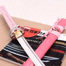 T10 Clay Tempered Pink Katana Japanese Samurai Functional Battle Sword for Women