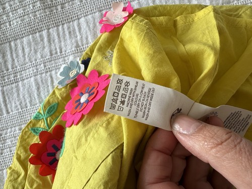 Mini Boden Yellow Elephant Floral Appliqué Pull On Summer Skirt Age 7-8 Years - Picture 6 of 10