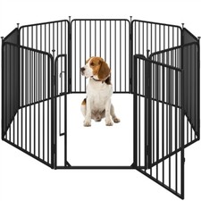 Recinto per Cani in Metallo da Interno Esterno Box per Cani a 8 Pannelli 80 cm