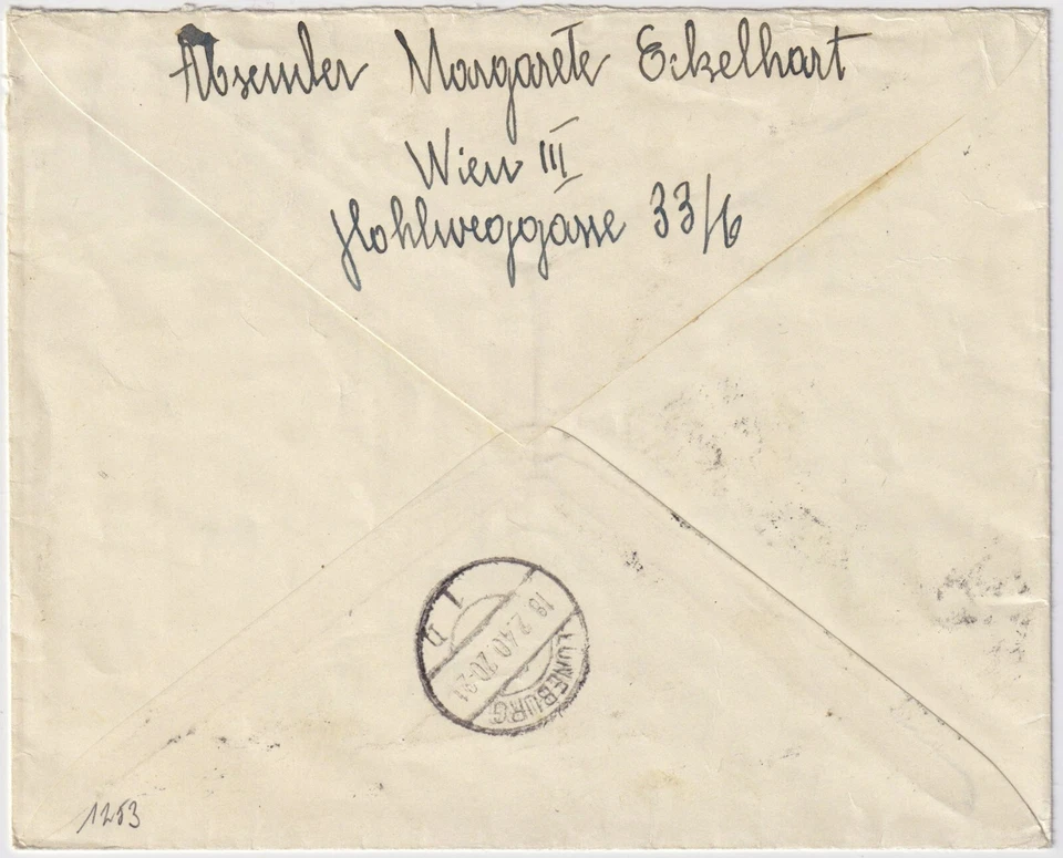 ALLEMAGNE/DEUTSCHLAND 1940 Mi.519 & Mi.523 sur enveloppe recommandée de WIEN 1 - Photo 2/2