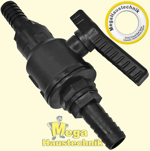 Kugelhahn 1/2" 3/4" 1" Absperrhahn aus Kunststoff PP mit Schlauch Tüllen Garten