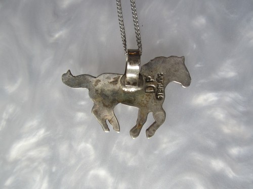 VTG NATIVE AMERICAN NAVAJO DON PLATERO STERLING SILVER HORSE PENDANT NECKLACE - Picture 5 of 13