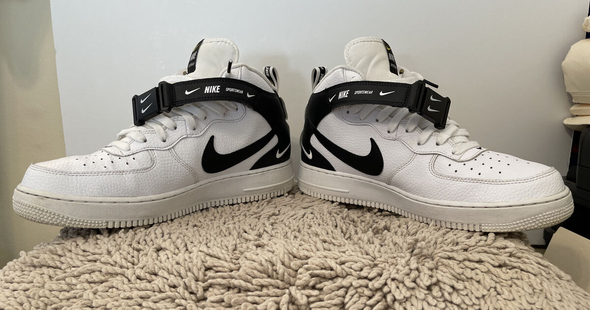 Nike Air Force 1 Mid 07 LV8, 804609-103, White/Black, Mens Basketball, Size  11.5