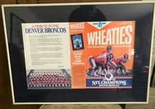 Rare 1988 NFL Champion Denver Broncos Framed MISPRINT Wheaties Box Un-signed