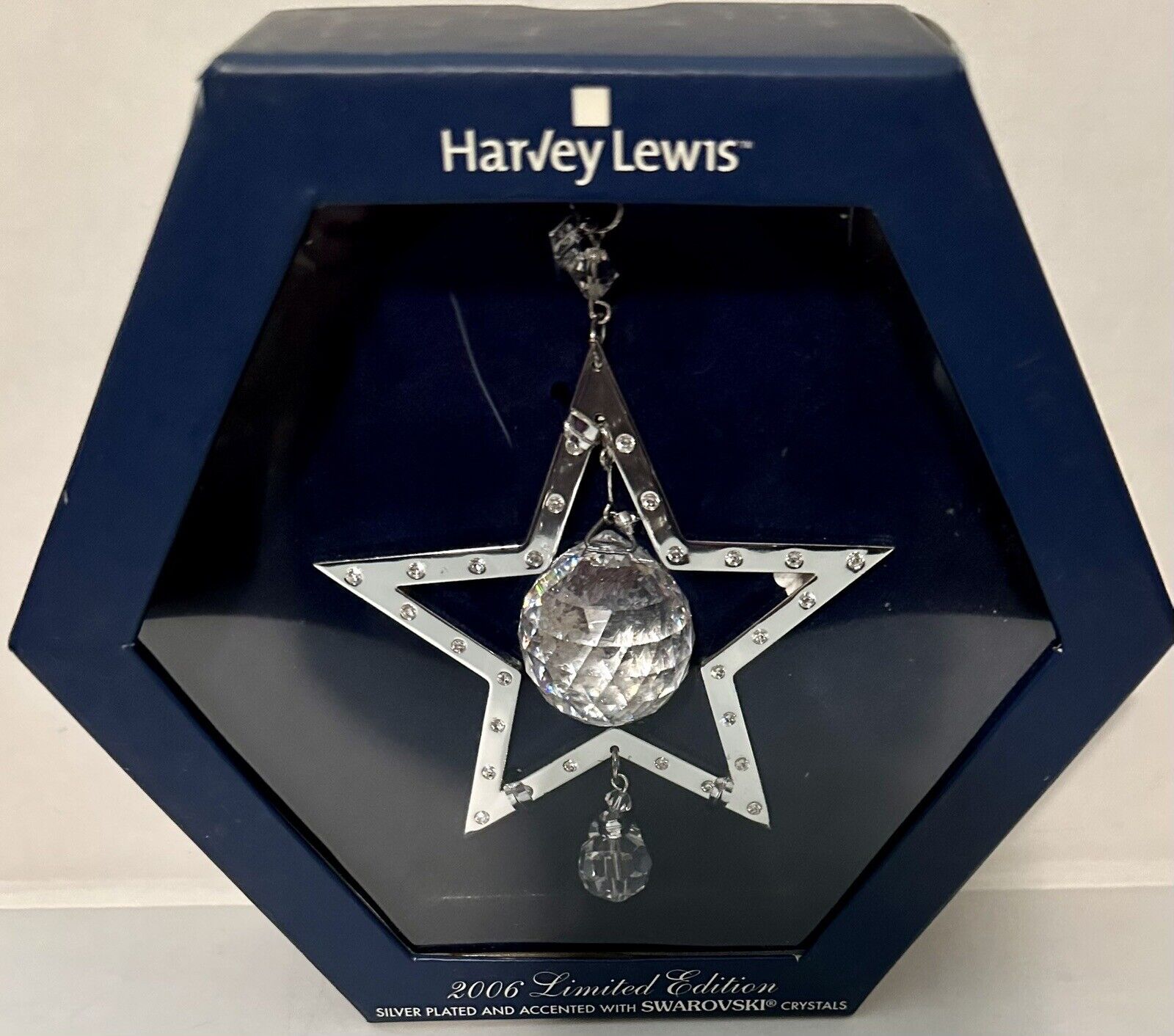 Harvey Lewis 2006 Ltd Ed Swarovski Crystal Star Silver Plated Christmas Ornament