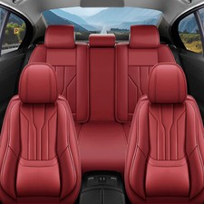 Nappa Leather 5 Seat Car Seat Covers Full Set Protector With Lumbar Support