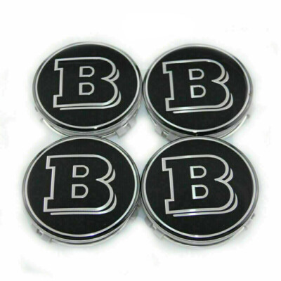 4x 75mm B Schwarz Brabus S Nabendeckel Felgen Kappe Nabenabdeckung Auto NEW