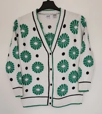 Womens Cardigan Sweater Size M Button Long Sleeve Hand Loomed