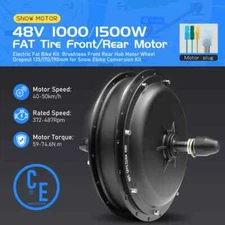 Snow Electric Fat Bike 48V 1000/1500W 20 24 26x4.0in Front/Rear Hub Motor Wheel