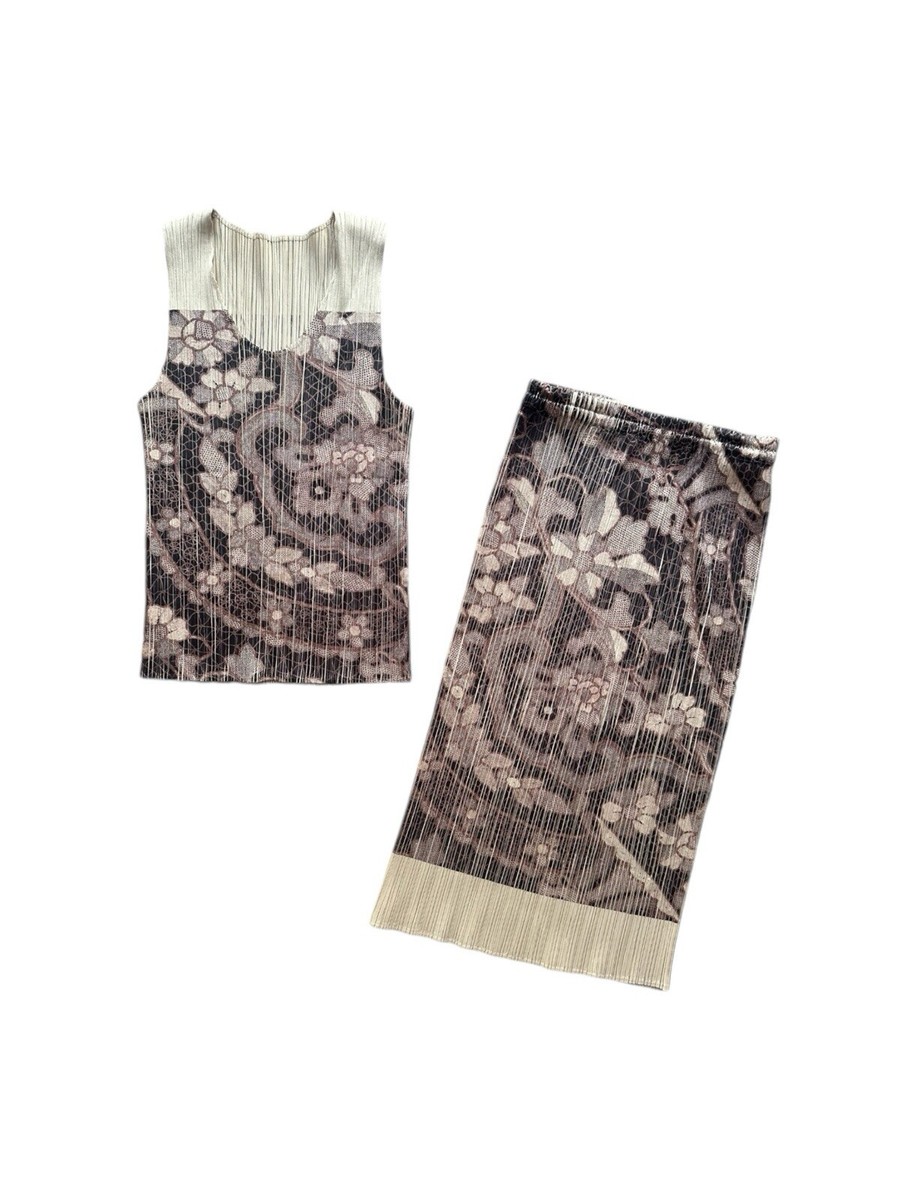 RARE 1998 Pleats Please Issey Miyake Oriental Top & Skirt RARE 1998 Pleats Please Issey Miyake Oriental Top & Skirt