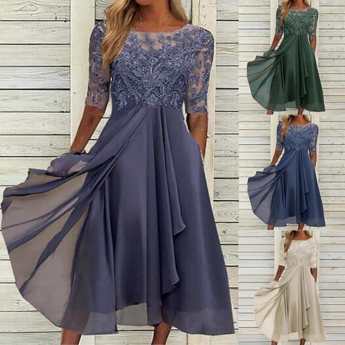 Women's Fashionstea Length Embroidery Lace Chiffon Casual Dresses for Women - Bild 1 von 31