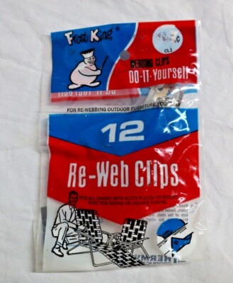 Frost King Re-Web Webbing 12 Clips for Lawn Chairs Thermwell Vintage NOS