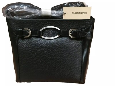 Claudio Ferrici Genuine Black Italian leather Cross-body Ladies Bag  UK