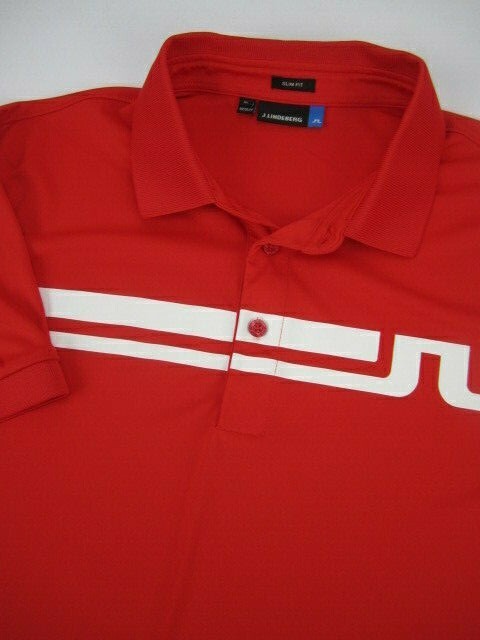 Mens XL J Lindeberg Slim Fit red golf 