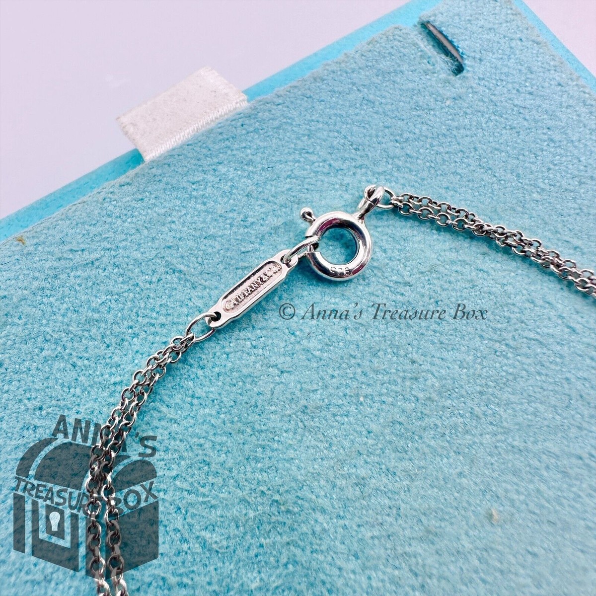 Tiffany & Co. 925 Silver RTT Diamond Double Chain 6.25
