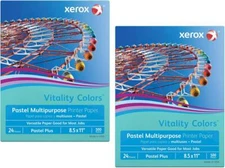 2X! Xerox Vitality Pastel Multipurpose Printer Paper, Letter, 24 Lb,Aqua, 500-Pk