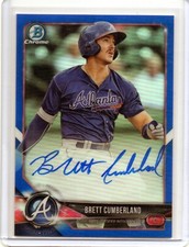 2018 Bowman Chrome Blue Refractor Autograph Brett Cumberland RC 006/150 Auto 