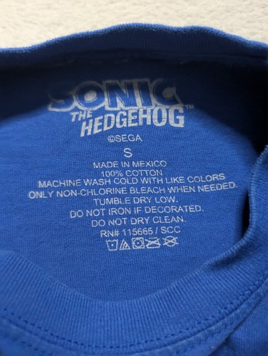 Sega Sonic the Hedgehog T-Shirt Men's Small Blue Graphic Tee Retro Japanese Text - Picture 3 of 4